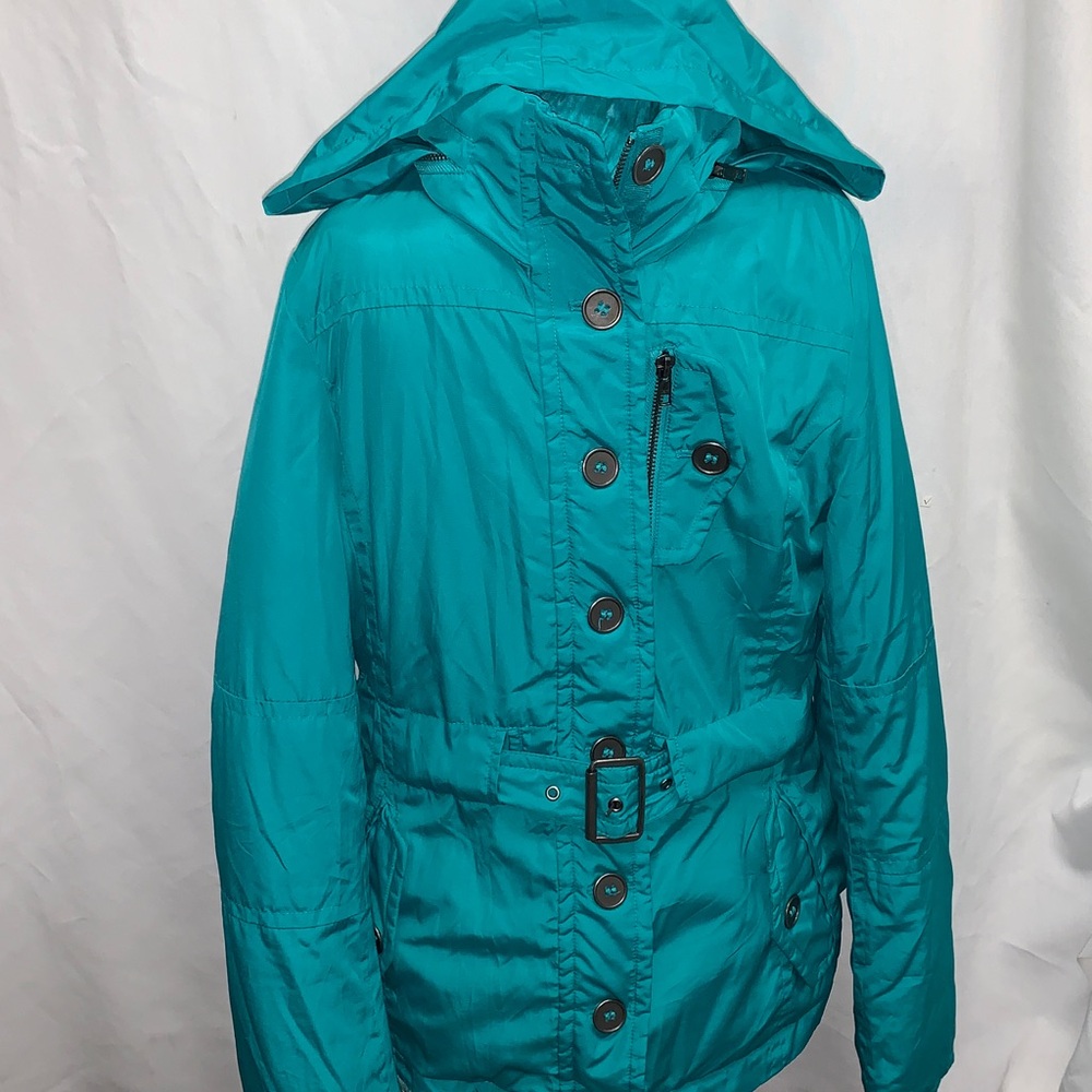 Ana Teal Hooded Jacket with Belt